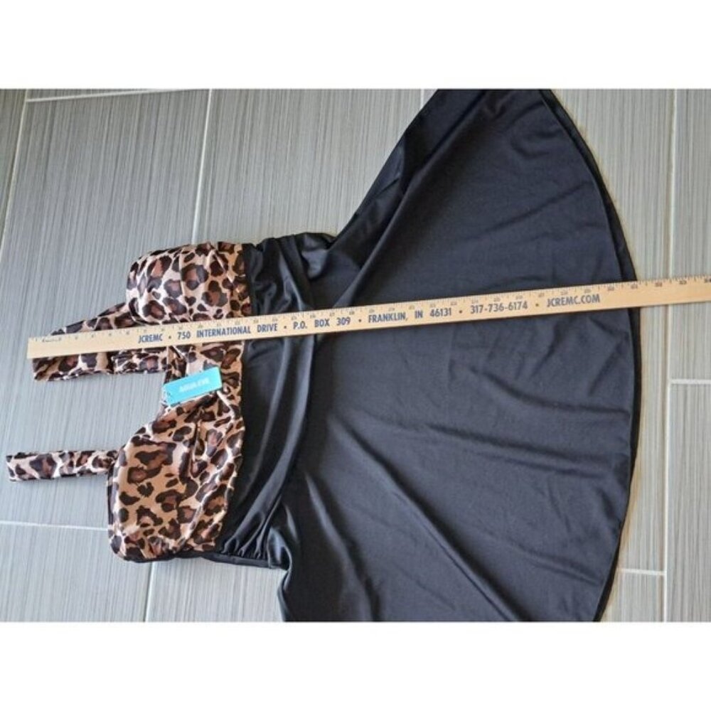 New Aqua Eve Women's Plus Size 18W Leopard Print Swimsuit Dress Black  Brown - Picture 8 of 9